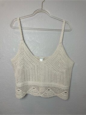 H&M Cream Crochet Camisole Crop Top Size XL